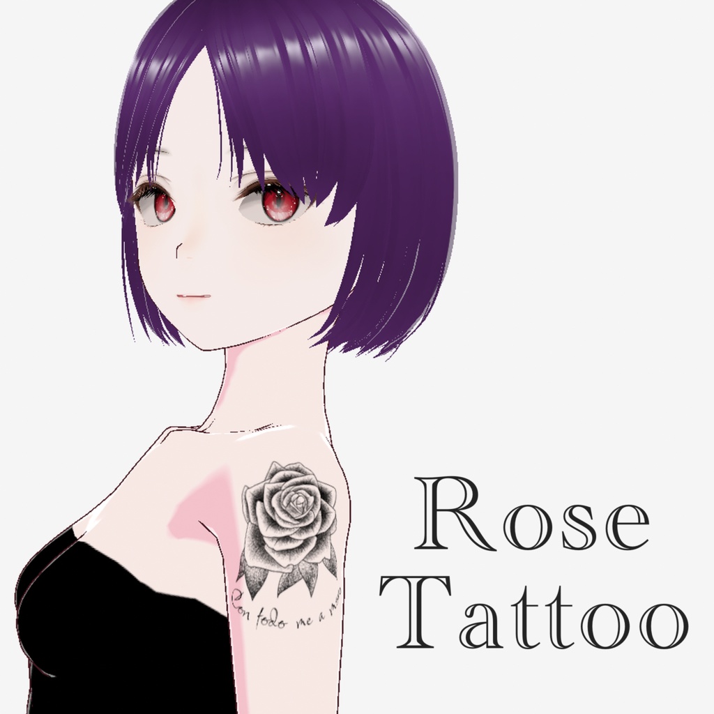【Vroidテクスチャ】薔薇タトゥー＆黒ネイル