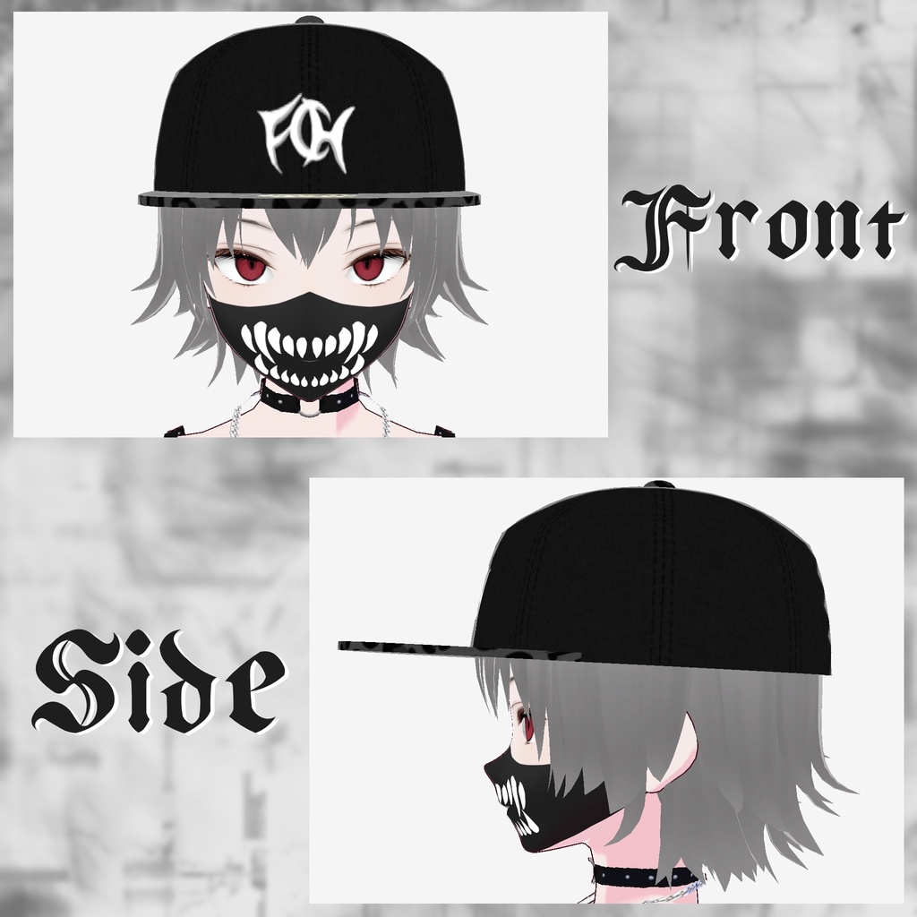 【Vroidテクスチャ】黒キャップ(レオパード柄)