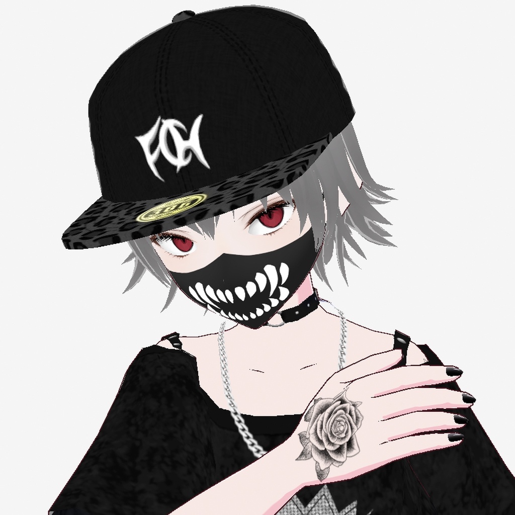 【Vroidテクスチャ】黒キャップ(レオパード柄)