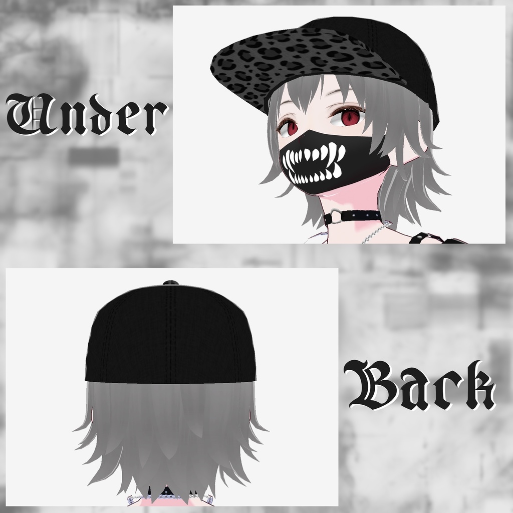 【Vroidテクスチャ】黒キャップ(レオパード柄)