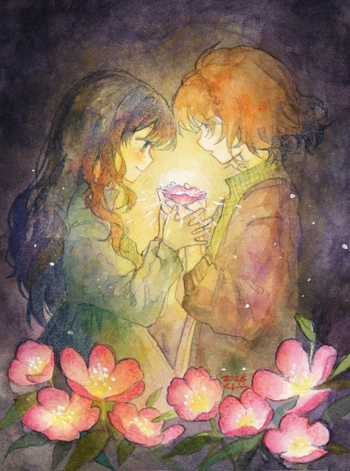 額装原画　「夜に咲いて」