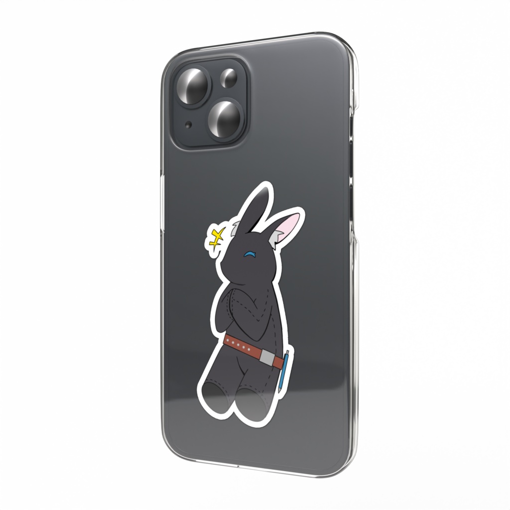 スマホステッカー(黒兎)