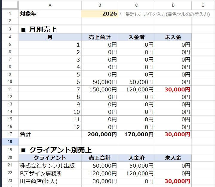 フリーランスの案件・請求・入金まるごと管理シート|買い切り・月額なし【Googleスプレッドシート+自動化】