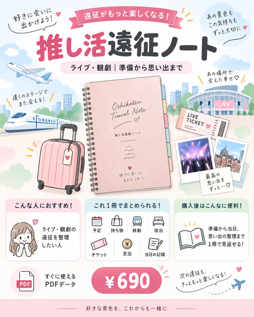 推し活遠征ノート｜ライブ・観劇の予約・当日・思い出を1冊に
