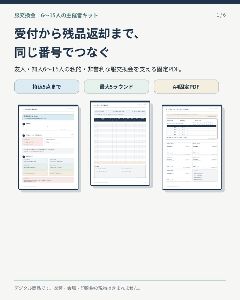6~15人の服交換会|受付から残品返却までの主催者キット