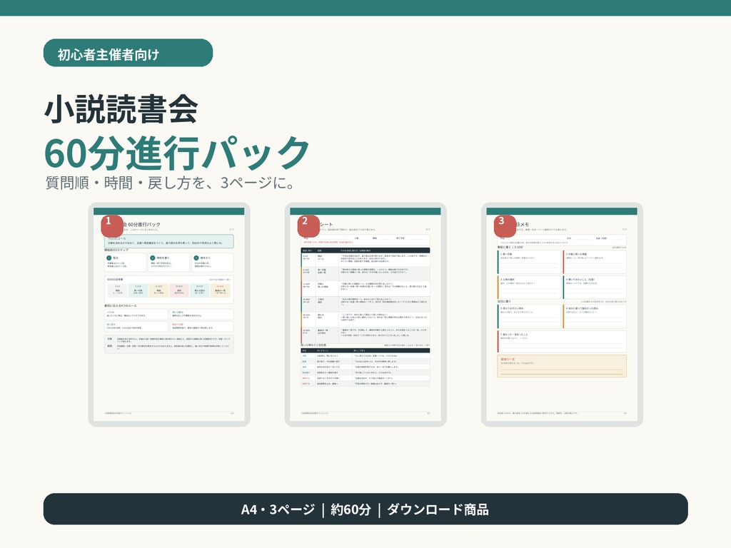 小説読書会60分進行パック