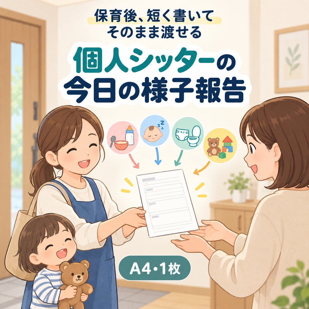 個人シッターの今日の様子報告｜保育後の様子をA4一枚で伝えるPDF