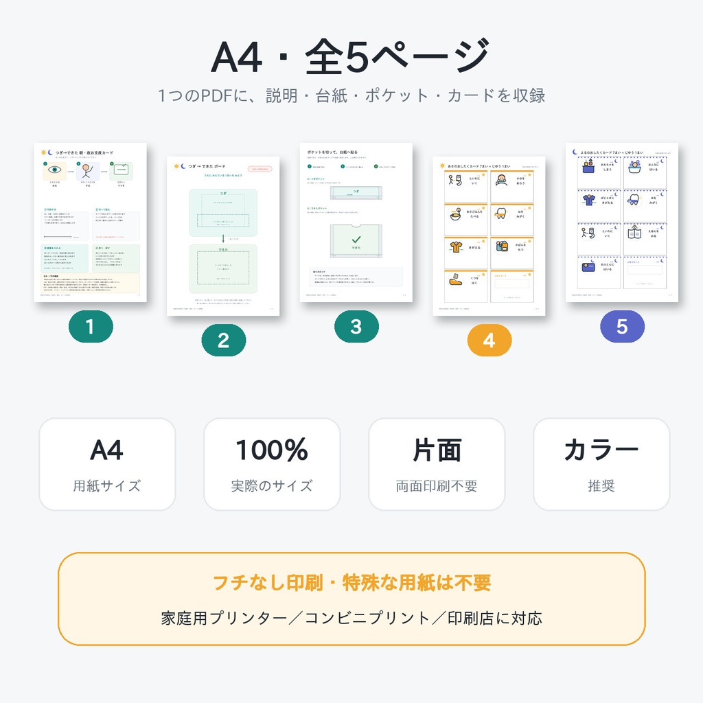 つぎ→できた 朝・夜お支度カード|家庭印刷PDF