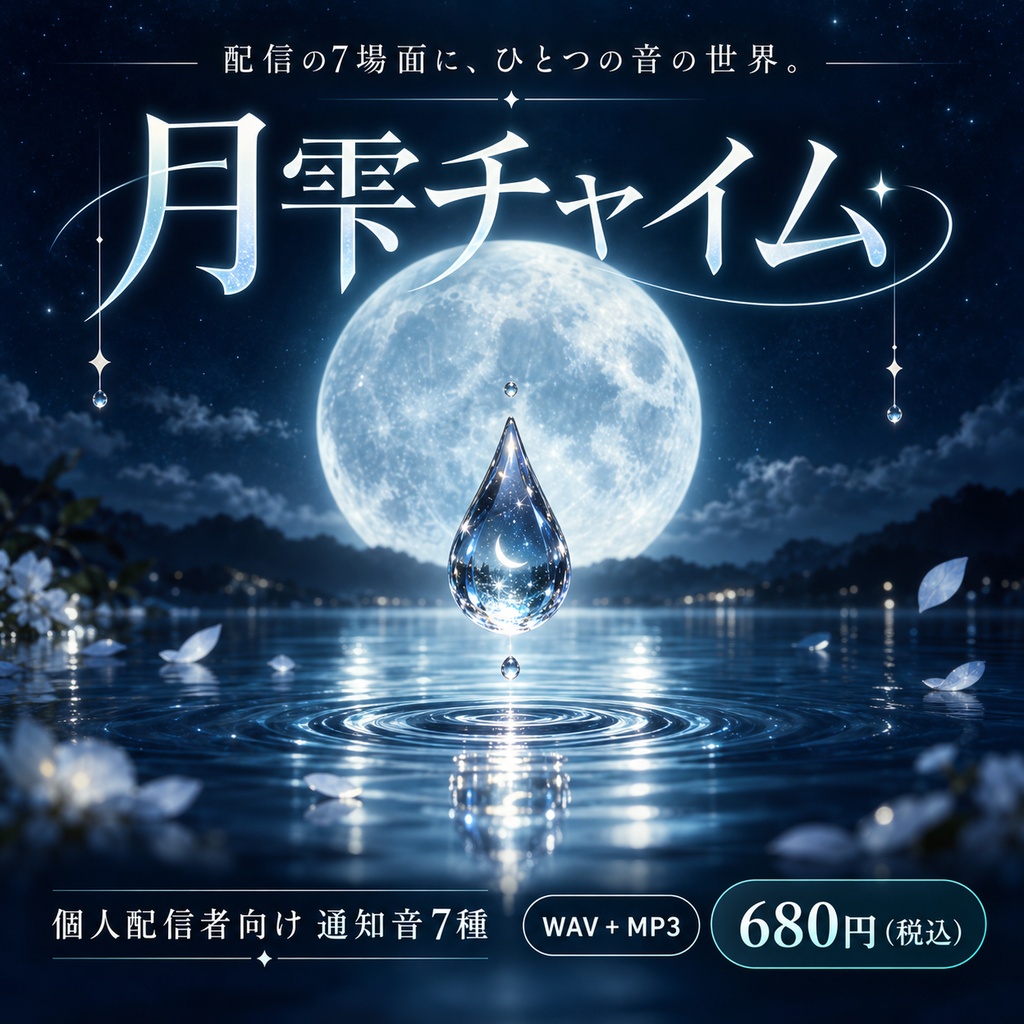 配信7場面の統一テーマ効果音「月雫チャイム」｜個人配信者向けオリジナル通知音セット