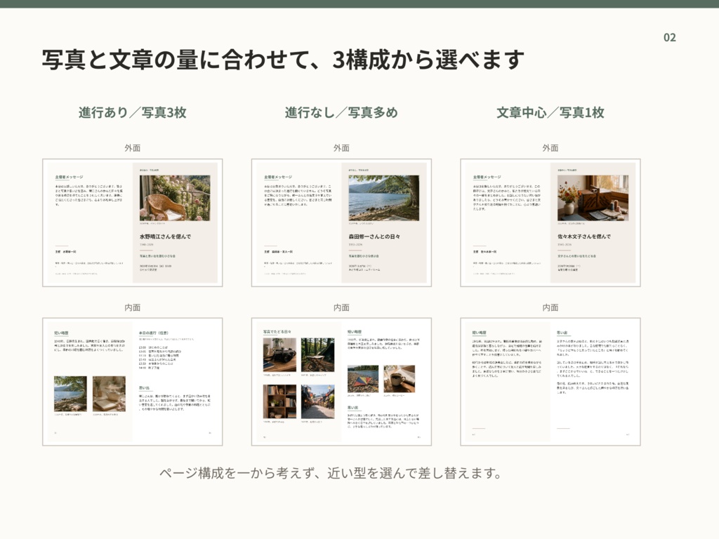小さな偲ぶ会プログラム テンプレート|写真・略歴・思い出を差し替え【PowerPoint】