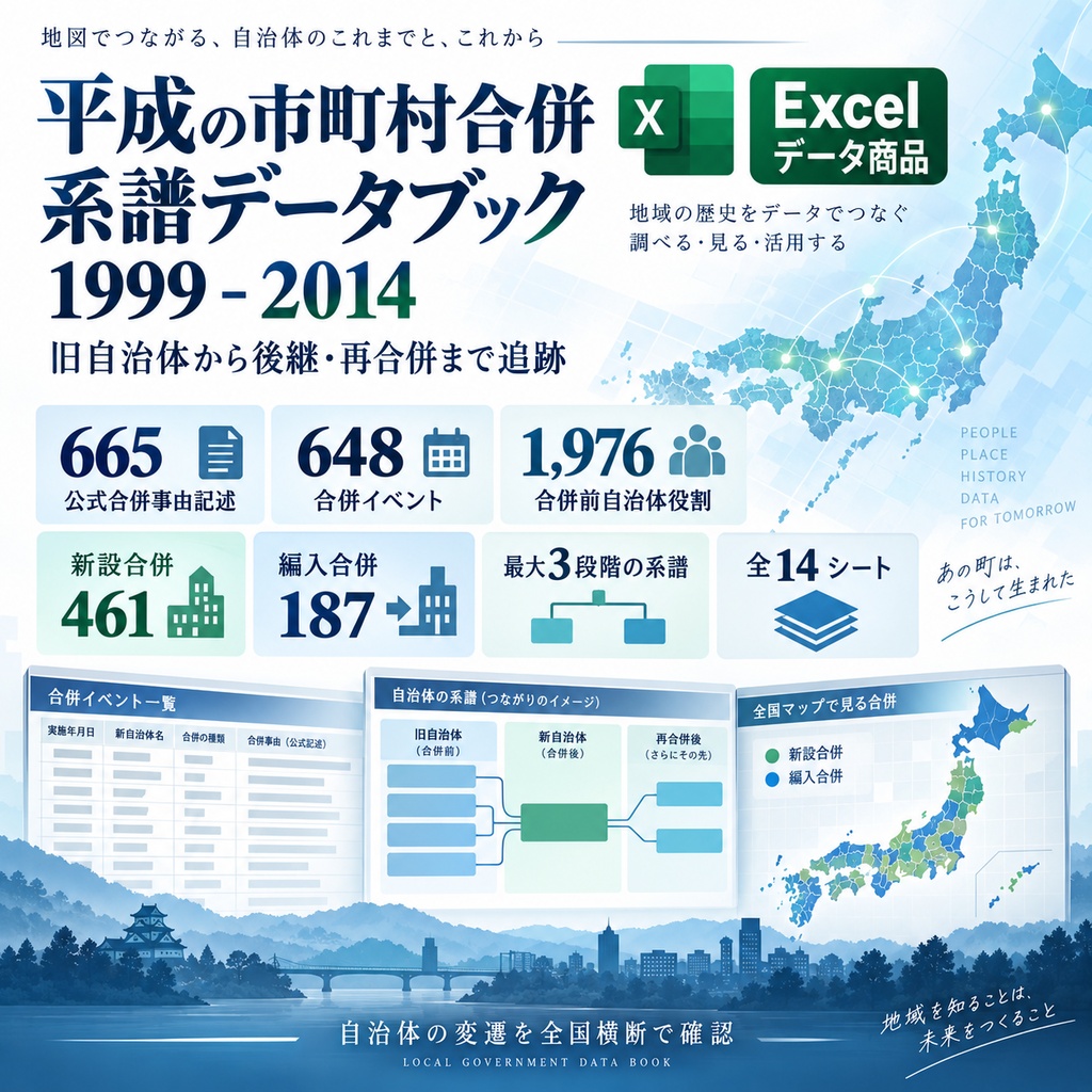 平成の市町村合併系譜データブック 1999–2014｜旧自治体から後継・再合併まで追跡