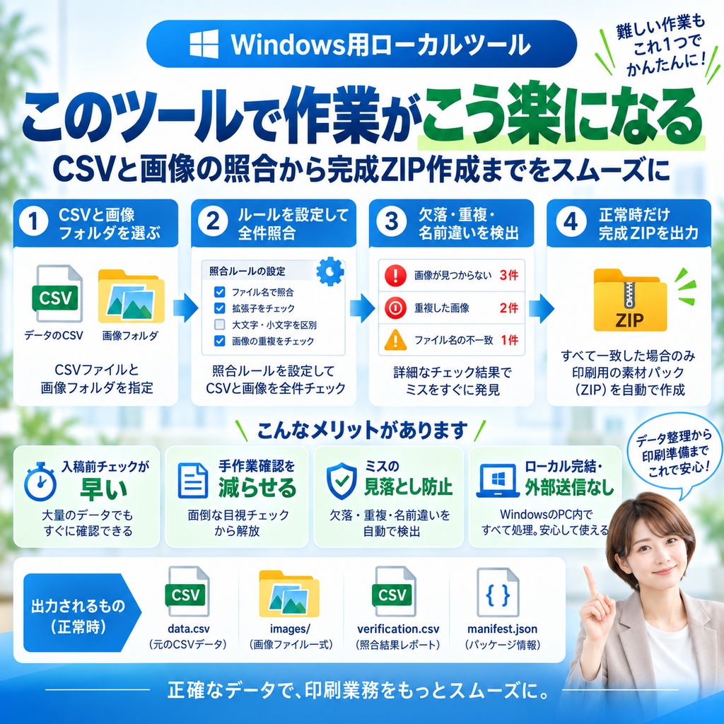 CSVと画像を全件照合|可変印刷素材パック作成ツール
