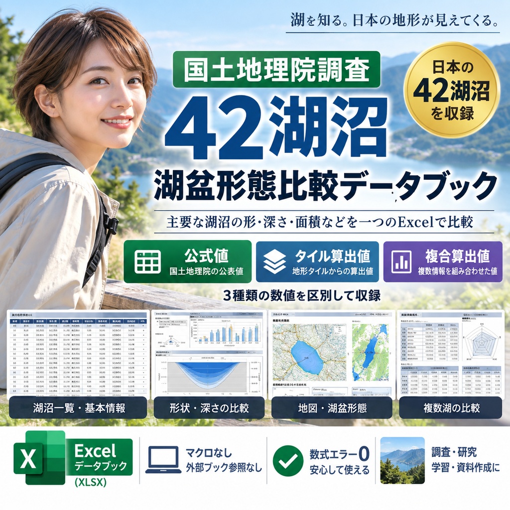 国土地理院調査42湖沼 湖盆形態比較データブック