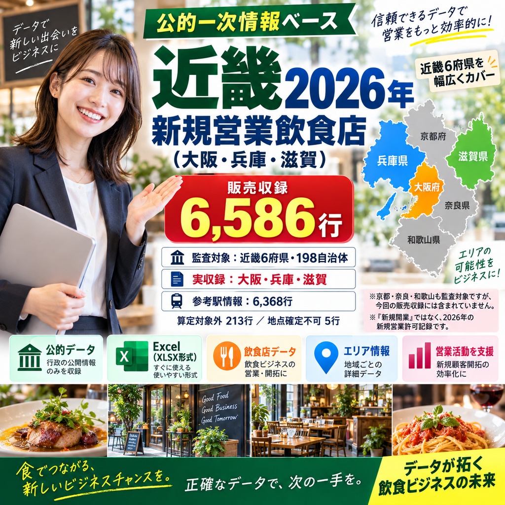 関西・飲食店営業リスト｜2026年新規開業