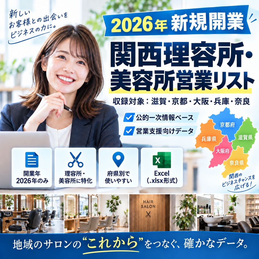 関西・理容所・美容所営業リスト｜2026年新規開業