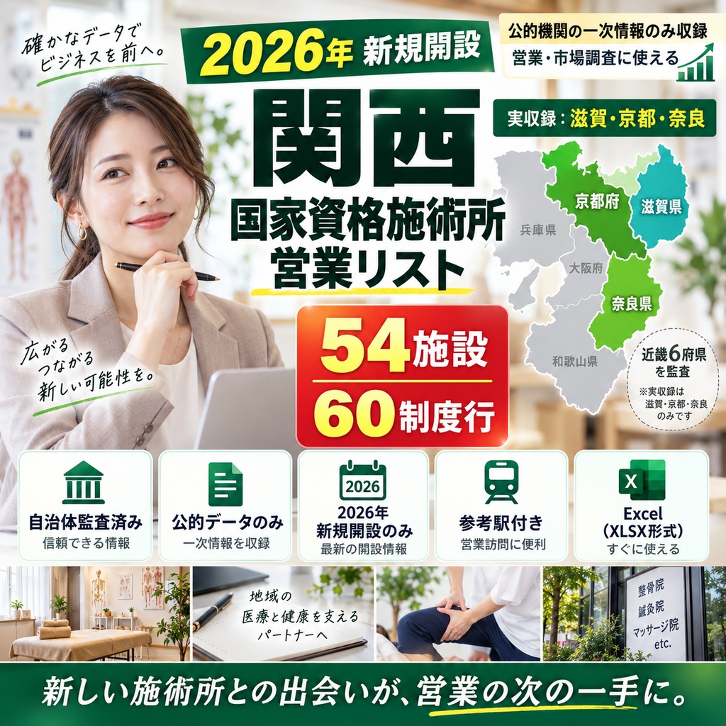関西 国家資格施術所営業リスト｜2026年新規開設（滋賀・京都・奈良）