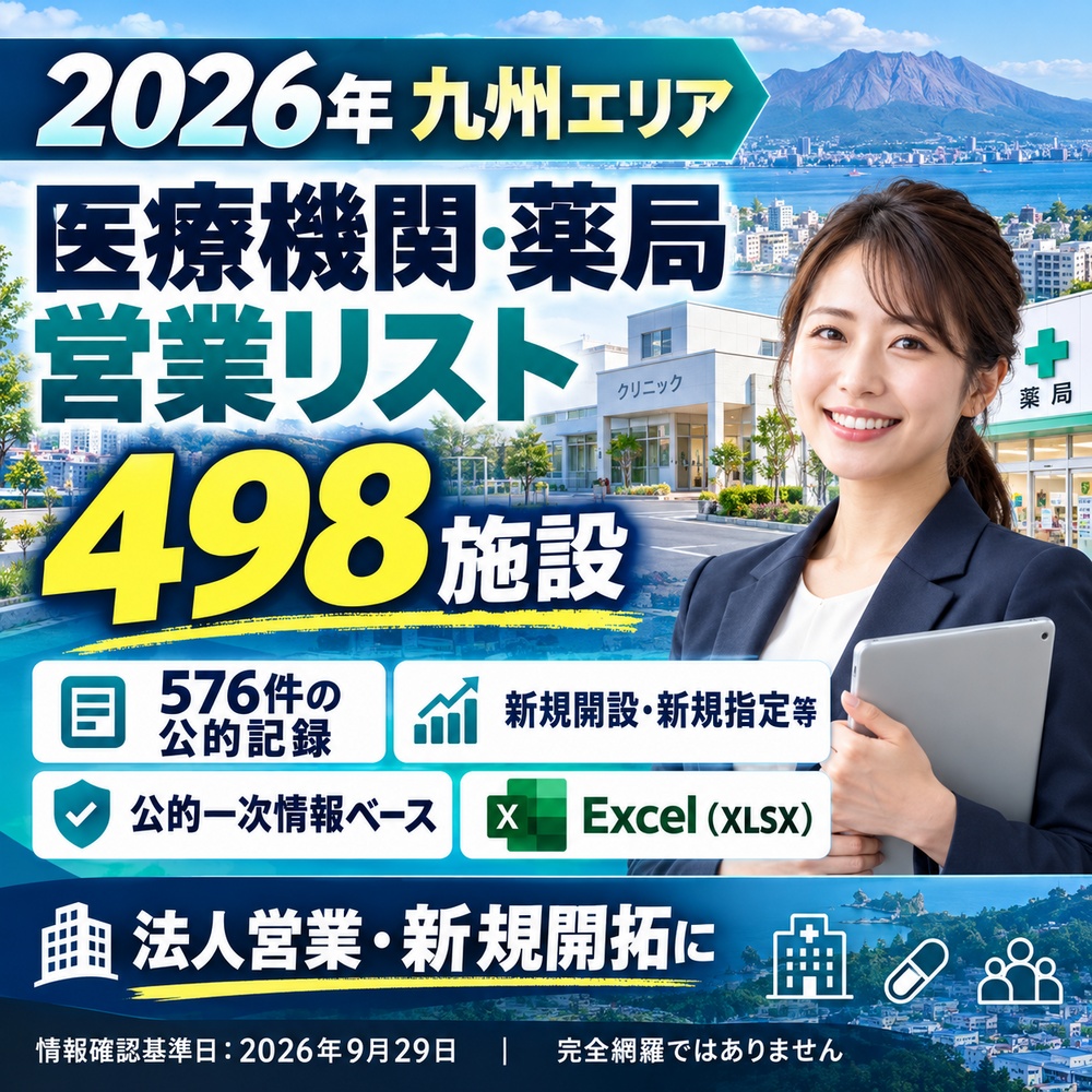 【2026年】九州 医療機関・薬局 営業リスト498施設|Excel