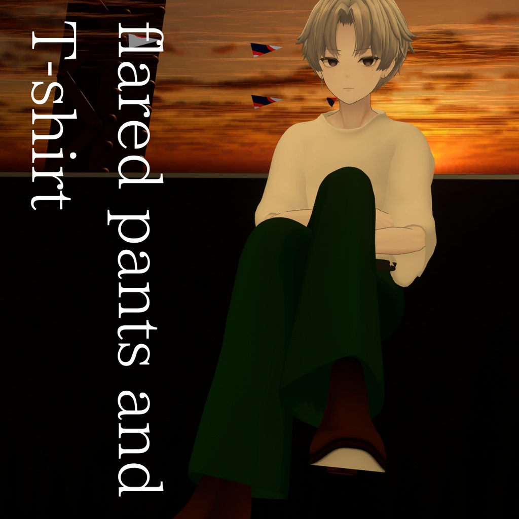 【+Head対応】Simple flared pants and T-shirt