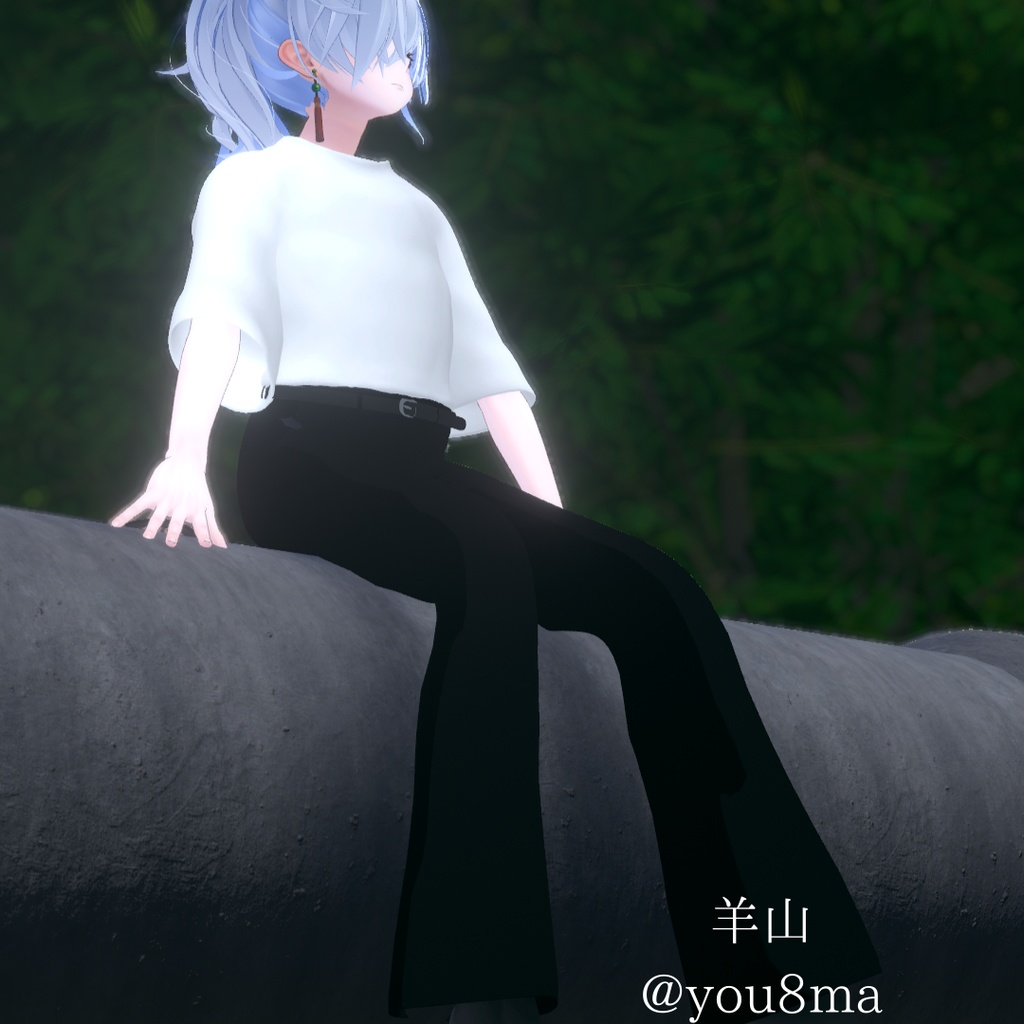 【+Head対応】Simple flared pants and T-shirt