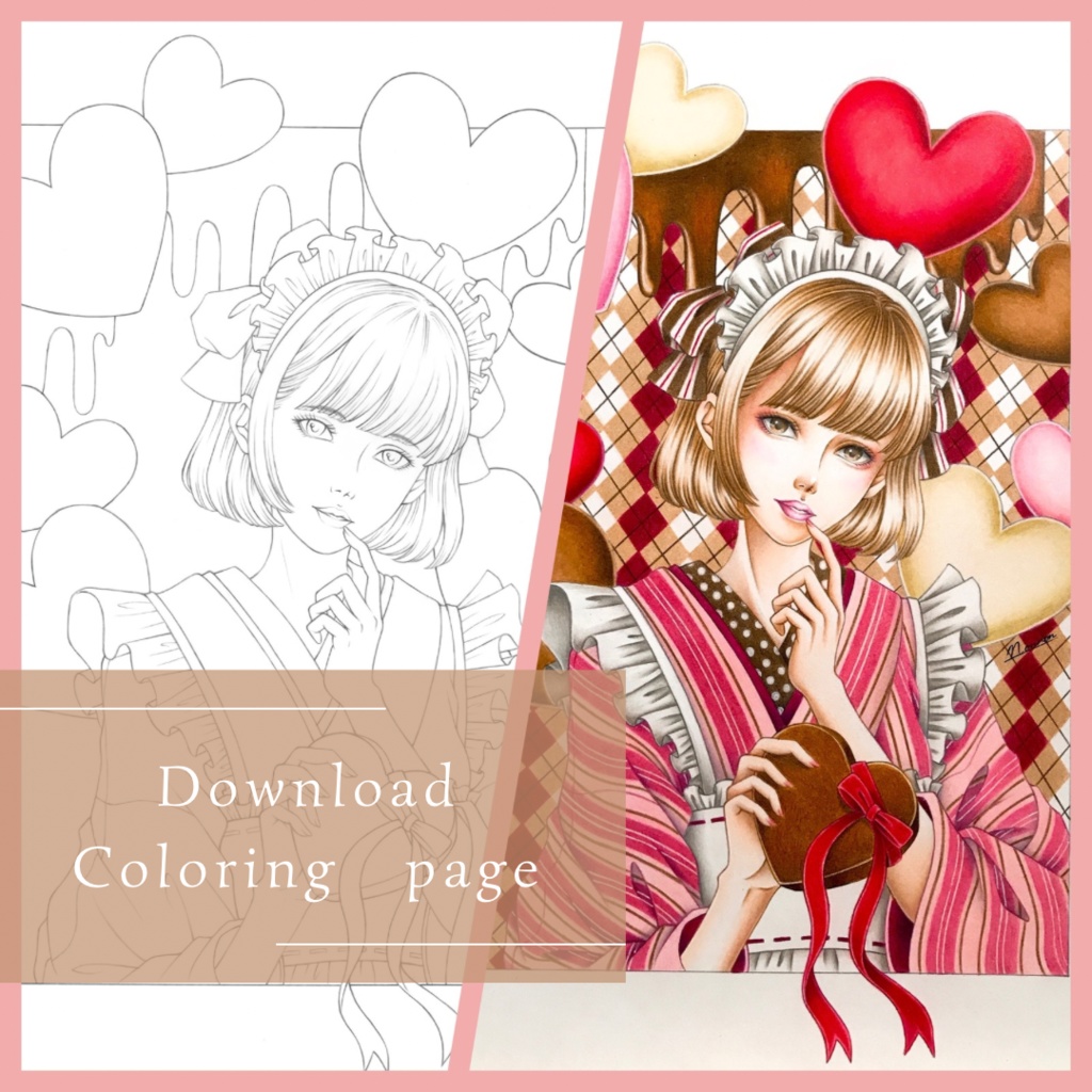 塗り絵線画／Valentine