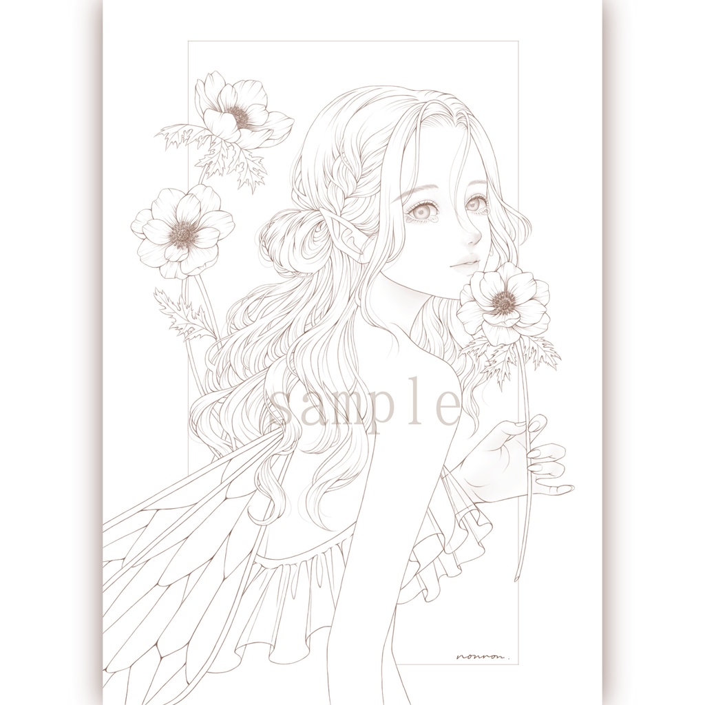 塗り絵用線画/アネモネ Anemone
