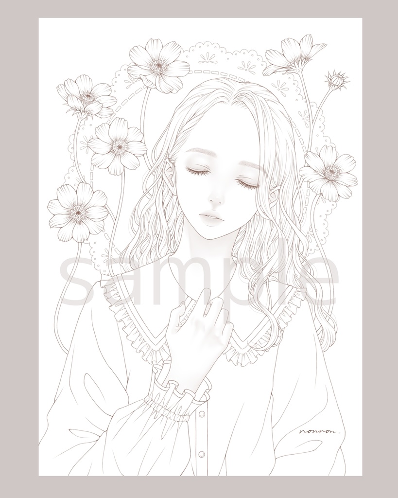 塗り絵用線画/チョコレートコスモス Chocolatecosmos