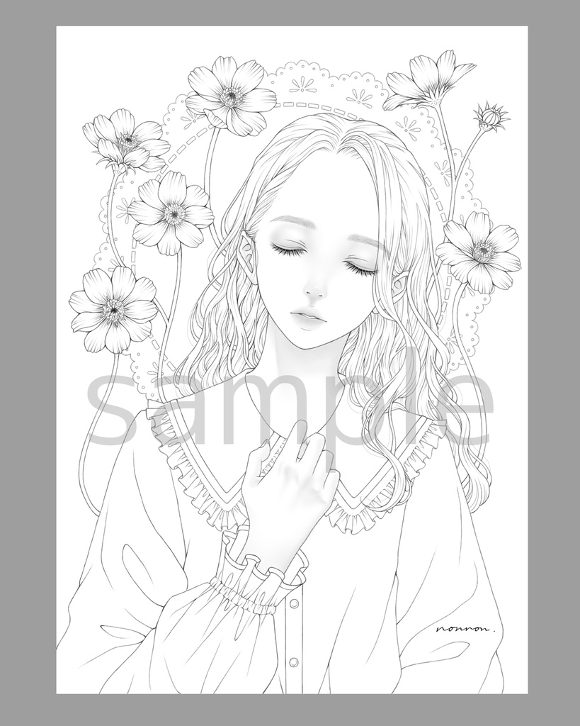 塗り絵用線画/チョコレートコスモス Chocolatecosmos