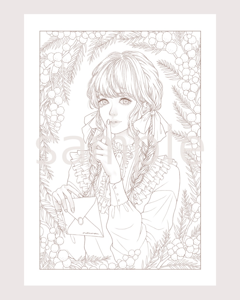 塗り絵用線画/ミモザ mimosa