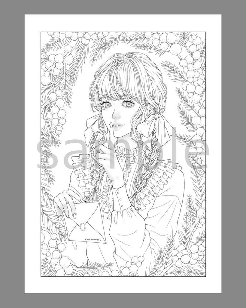 塗り絵用線画/ミモザ mimosa