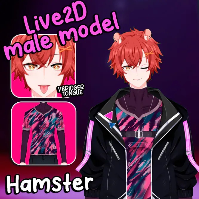 【Live2Dフルリグモデル】ハムスターの男性キャラクター [full rig live2d hamster male model]