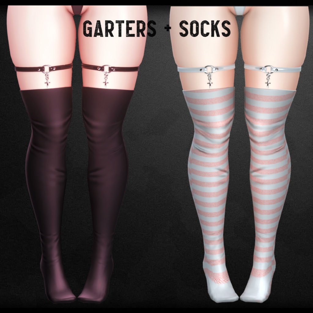 Heeled Socks + Garters | 3D Asset | Personal/Commercial License