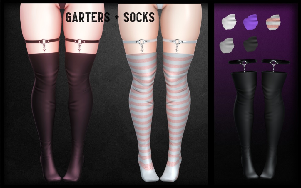 Heeled Socks + Garters | 3D Asset | Personal/Commercial License
