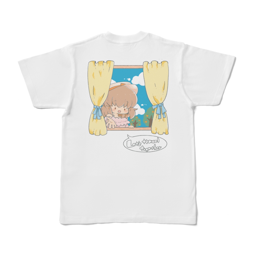 後ろの人を旅行に誘う並木芽衣子Tシャツ(白)