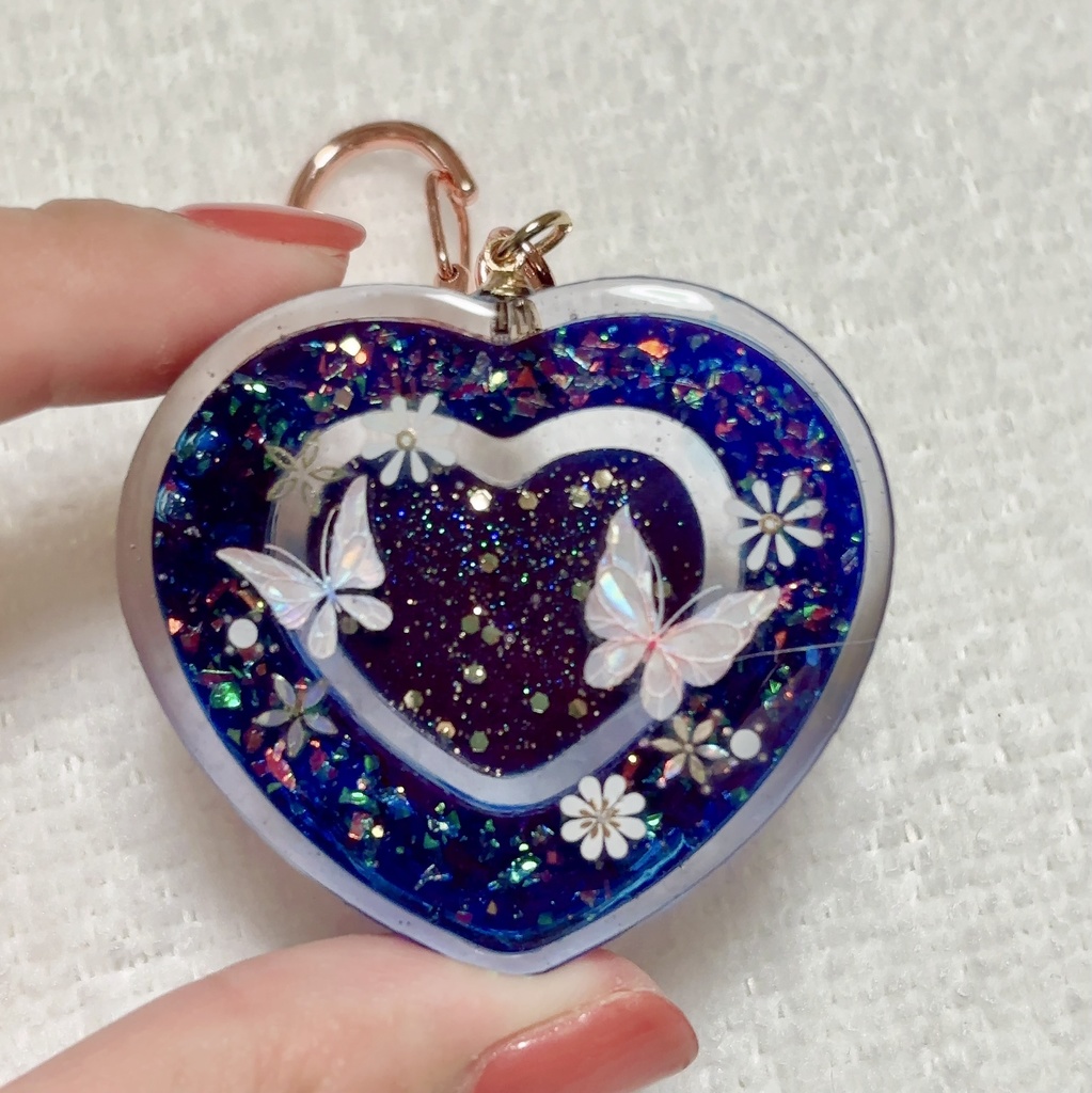 レジン 星空ハートのキーホルダー