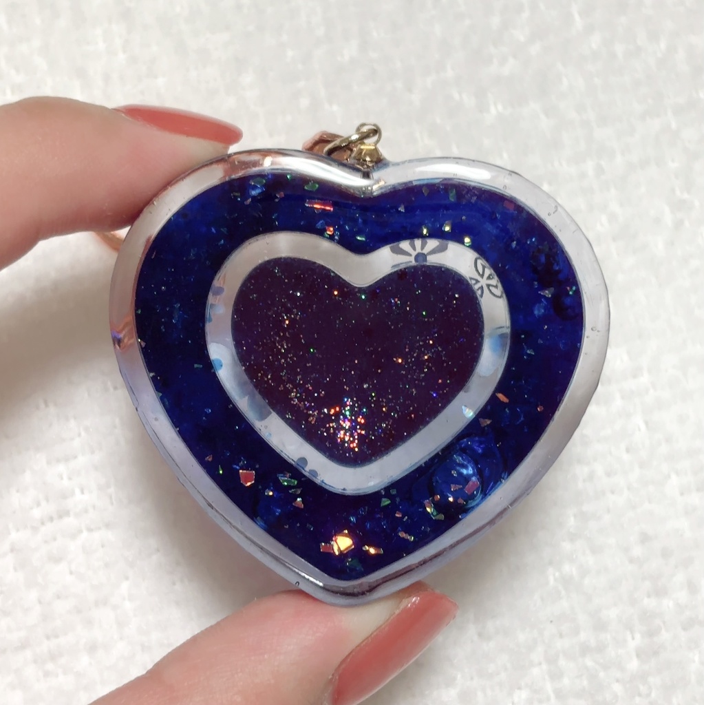 レジン 星空ハートのキーホルダー