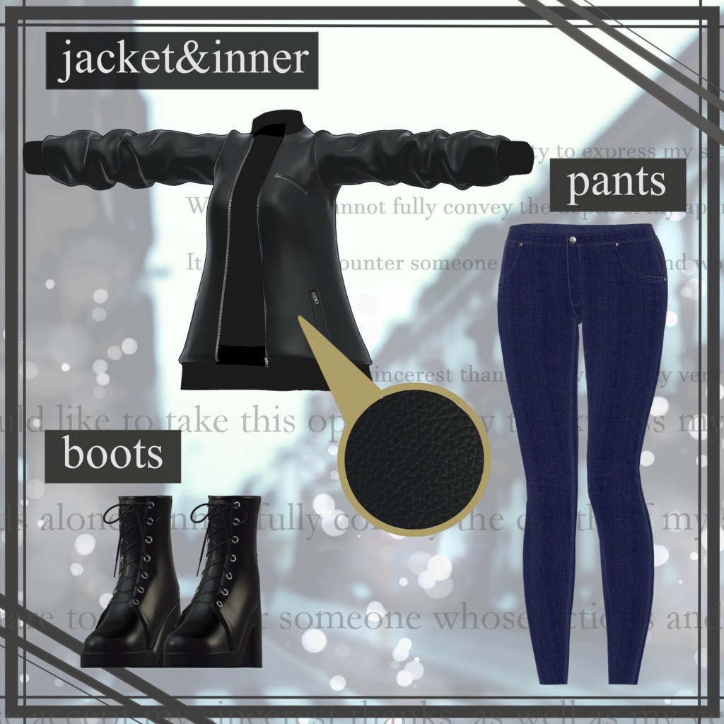 3D衣装『Leather Rider』【VRChat想定】【複数アバター対応】