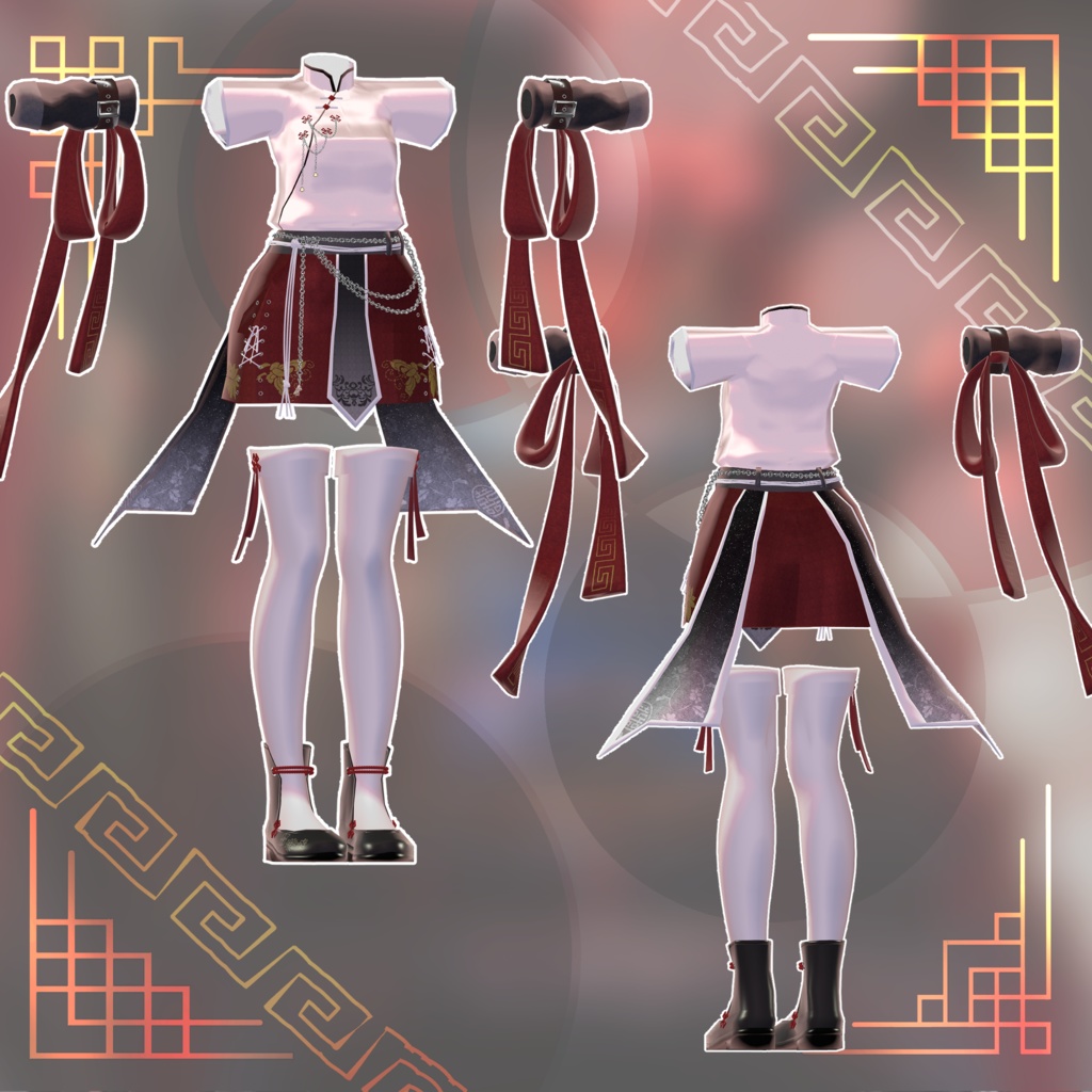 【17アバター以上対応】3D衣装『Red Lotus Outfit』【VRChat想定】