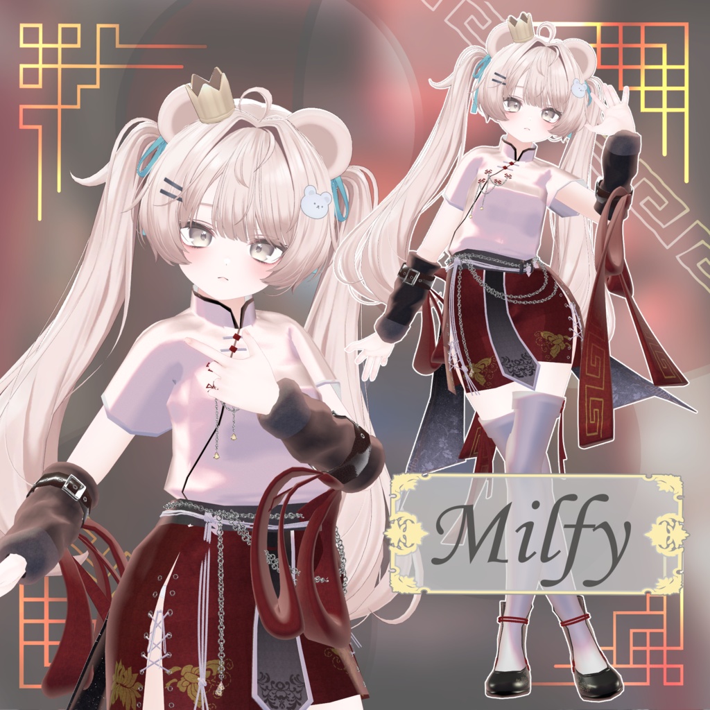 【17アバター以上対応】3D衣装『Red Lotus Outfit』【VRChat想定】