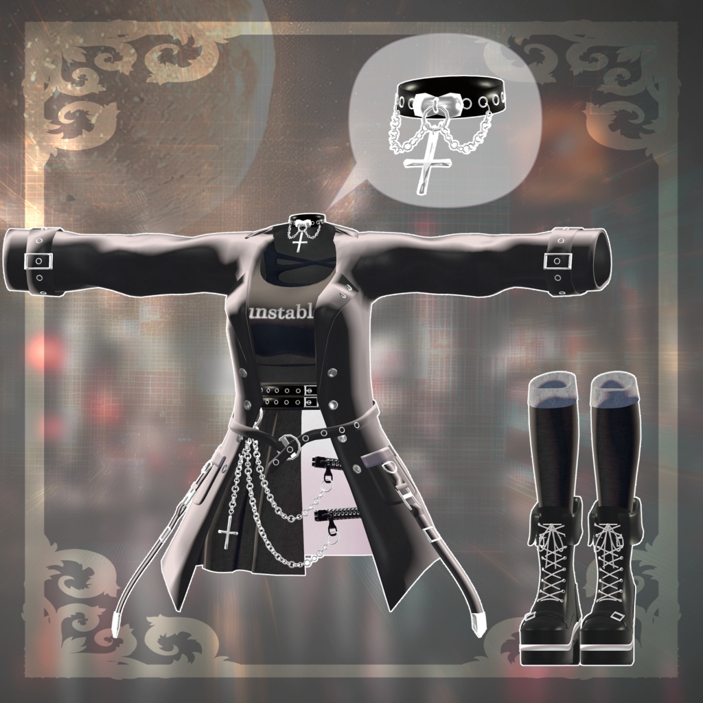 3D衣装『Shadow Gothic Outfit』【VRChat想定】
