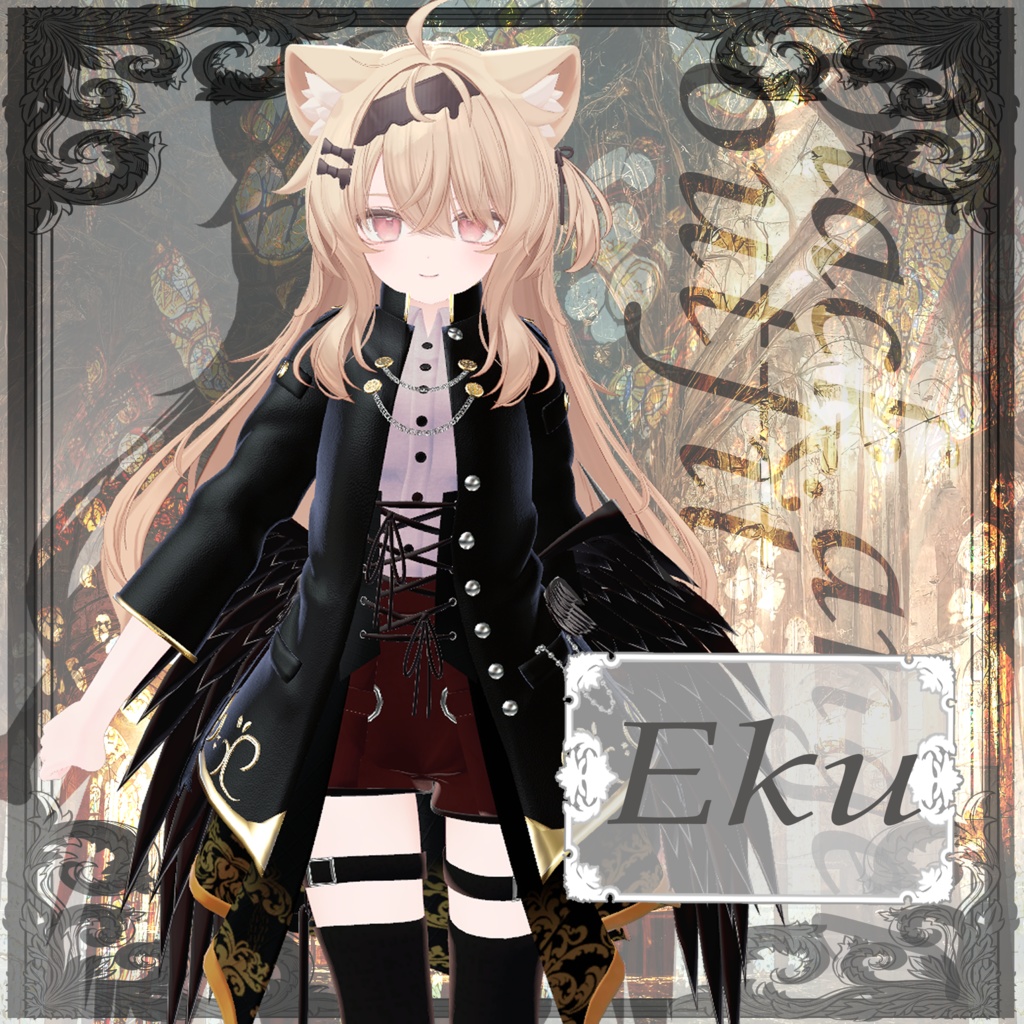 【15アバター以上対応】3D衣装『Black Angel Outfit』【VRChat想定】