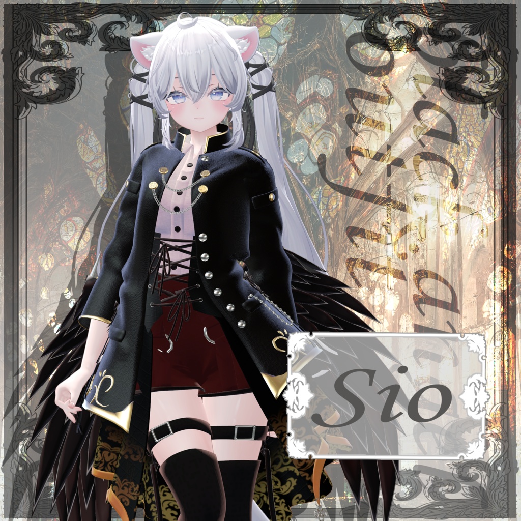 【15アバター以上対応】3D衣装『Black Angel Outfit』【VRChat想定】