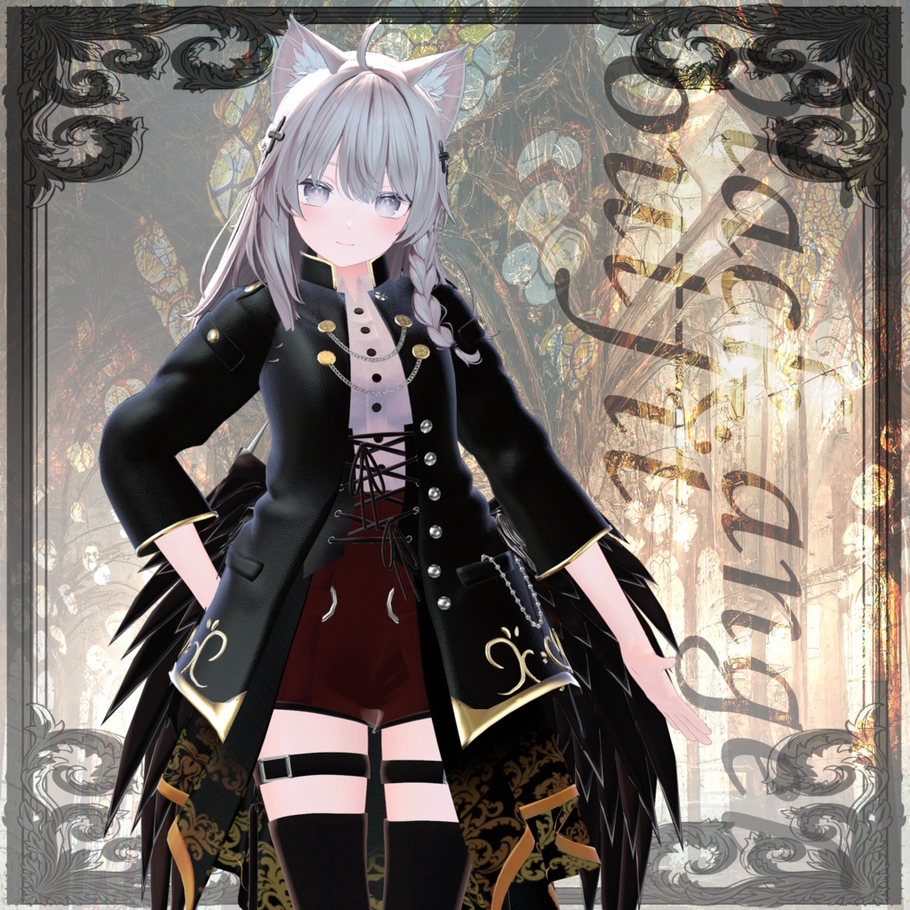 【16アバター以上対応】3D衣装『Black Angel Outfit』【VRChat想定】