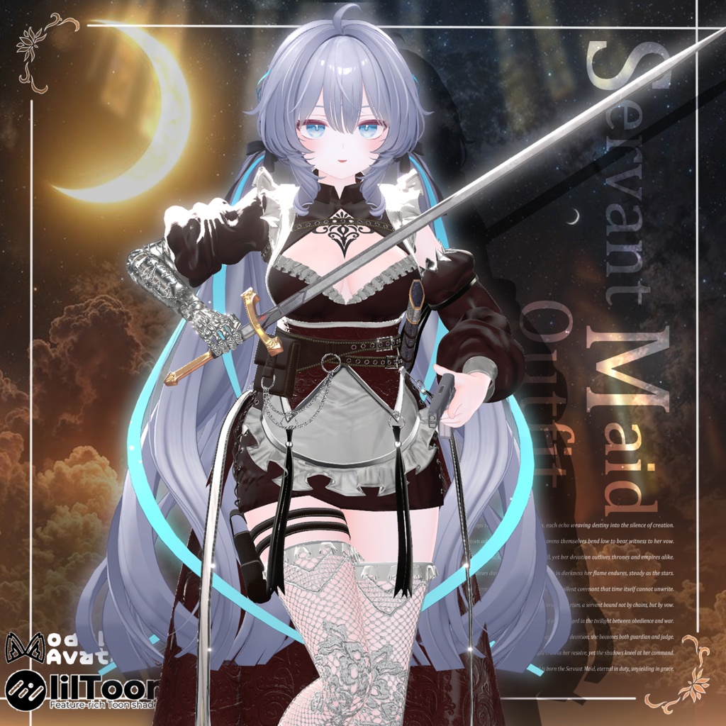 【18アバター対応💖】銃、剣、義手ギミック付き!3D衣装『Servant Maid Outfit – 機巧従者メイド装束』【VRChat想定】#Millenoa