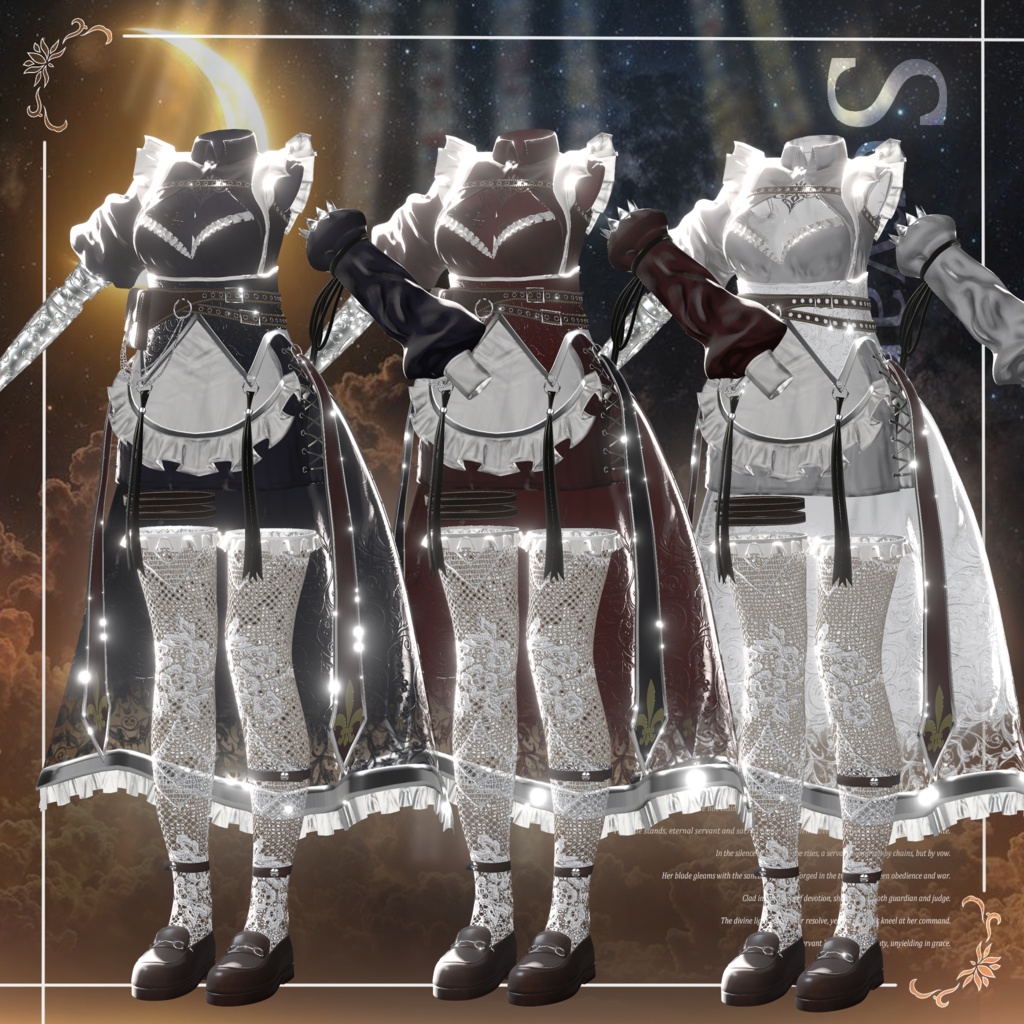 【18アバター対応💖】銃、剣、義手ギミック付き!3D衣装『Servant Maid Outfit – 機巧従者メイド装束』【VRChat想定】#Millenoa