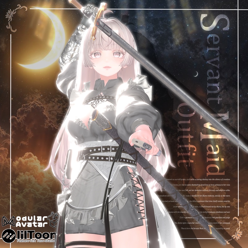 【超ビッグセール中💖18アバター対応】銃、剣、義手ギミック付き!3D衣装『Servant Maid Outfit – 機巧従者メイド装束』【VRChat想定】#Millenoa