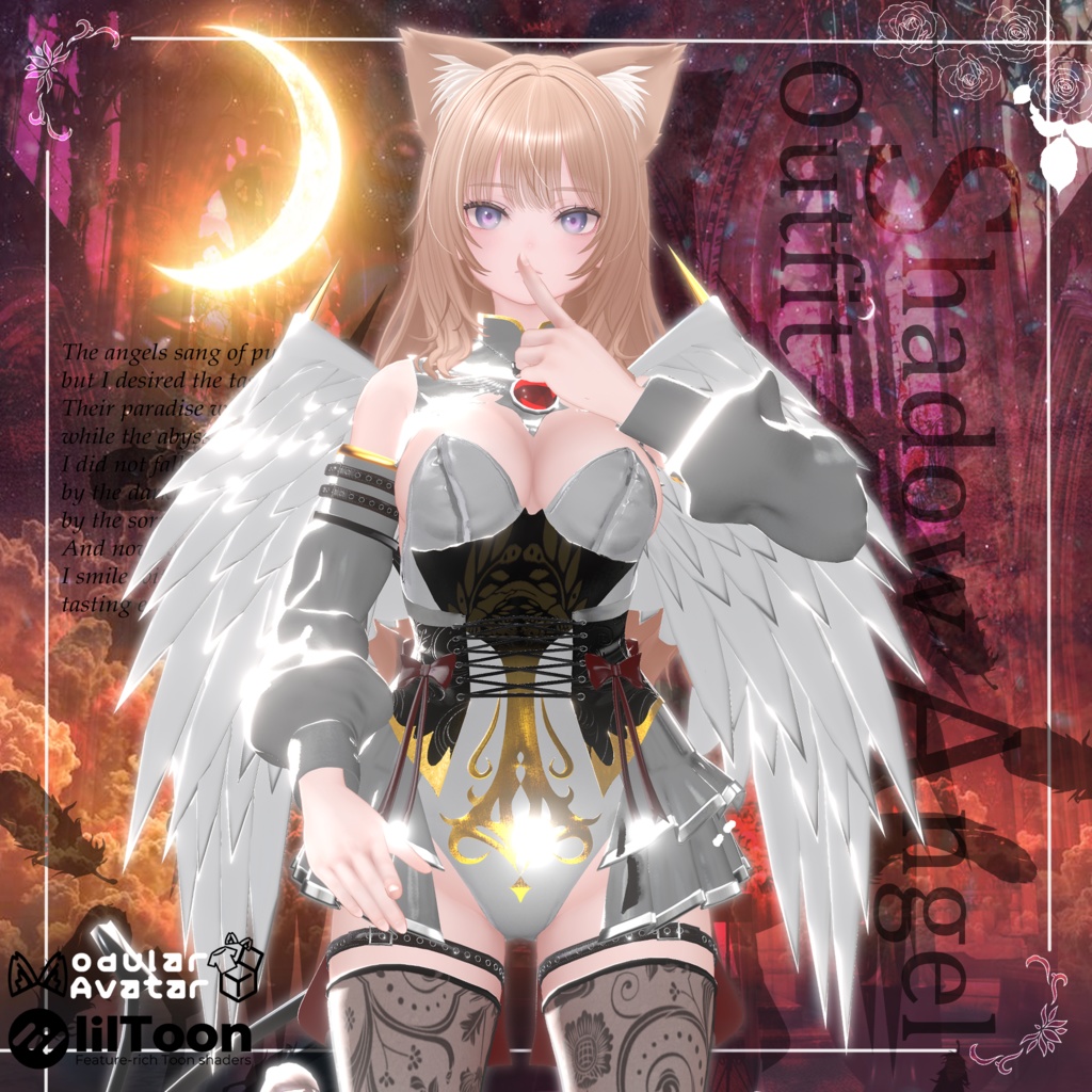 【18アバター対応🎃】3D衣装『Shadow Angel Outfit – 影を纏いし堕天の装束』【VRChat想定】#Millenoa