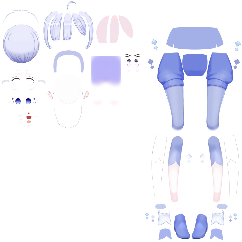 【汎用イラスト】目隠れ女の子【パーツ分けPSD】