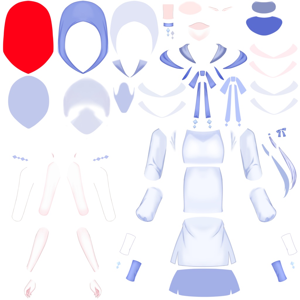 【汎用イラスト】目隠れ女の子【パーツ分けPSD】