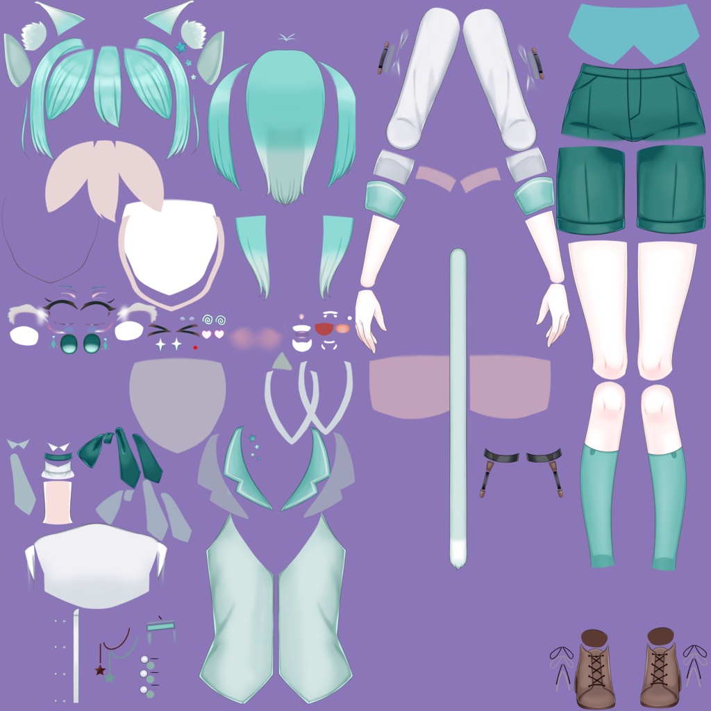 【汎用イラスト】中性的な猫【パーツ分けPSD】