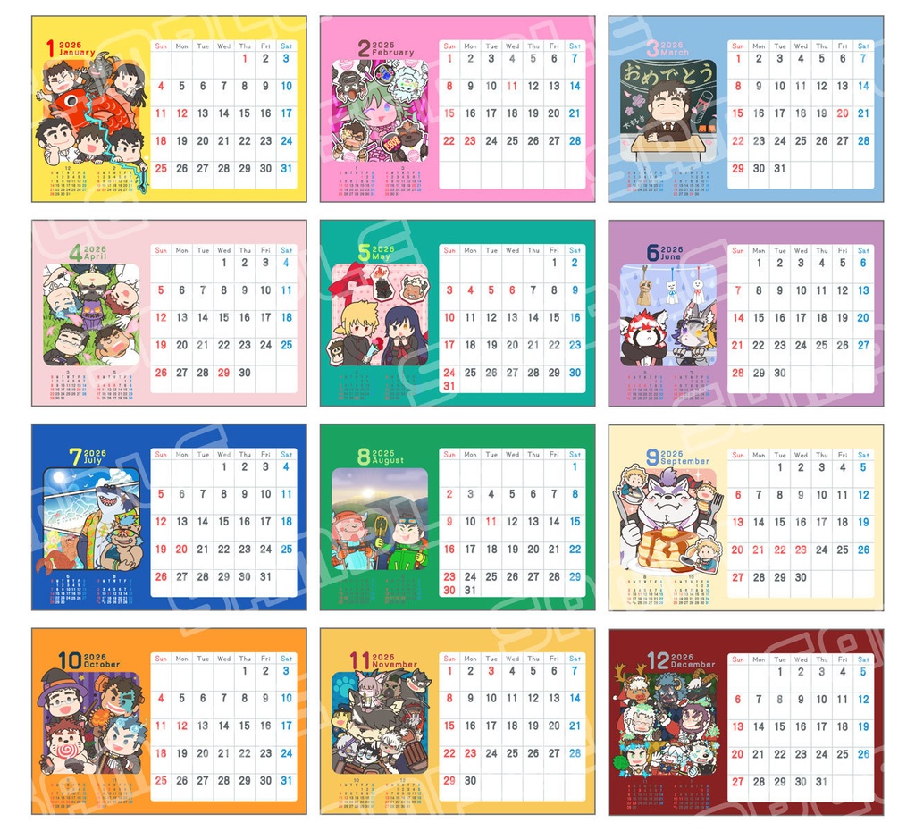 【放サモ】卓上カレンダー(2026)